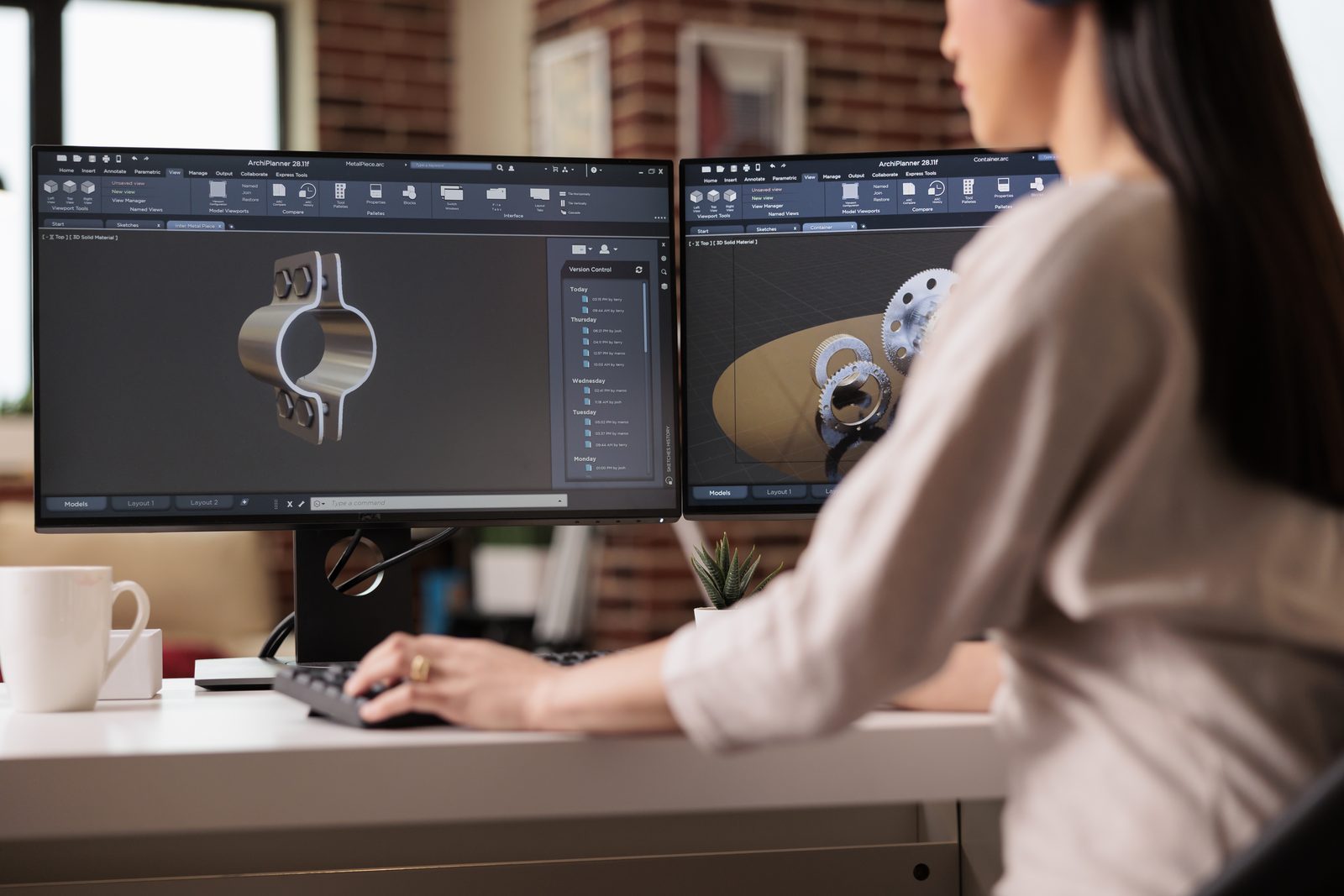Engineer running calculations in design software
