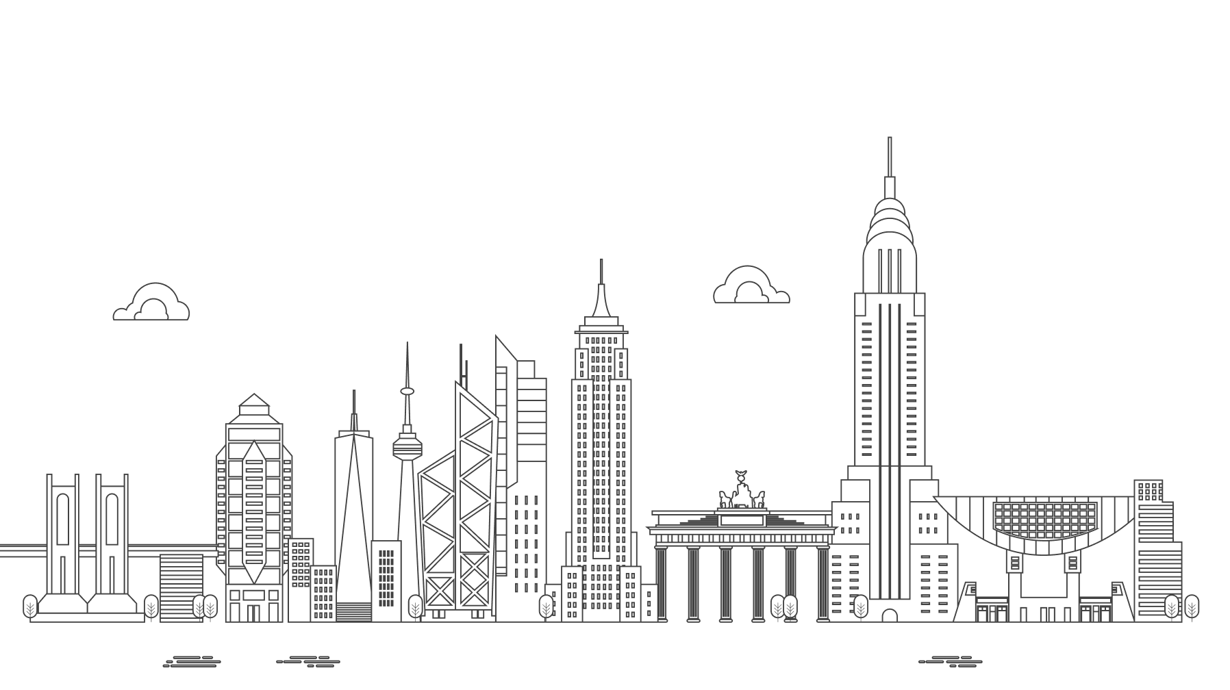 Cityscape illustration behind testimonials