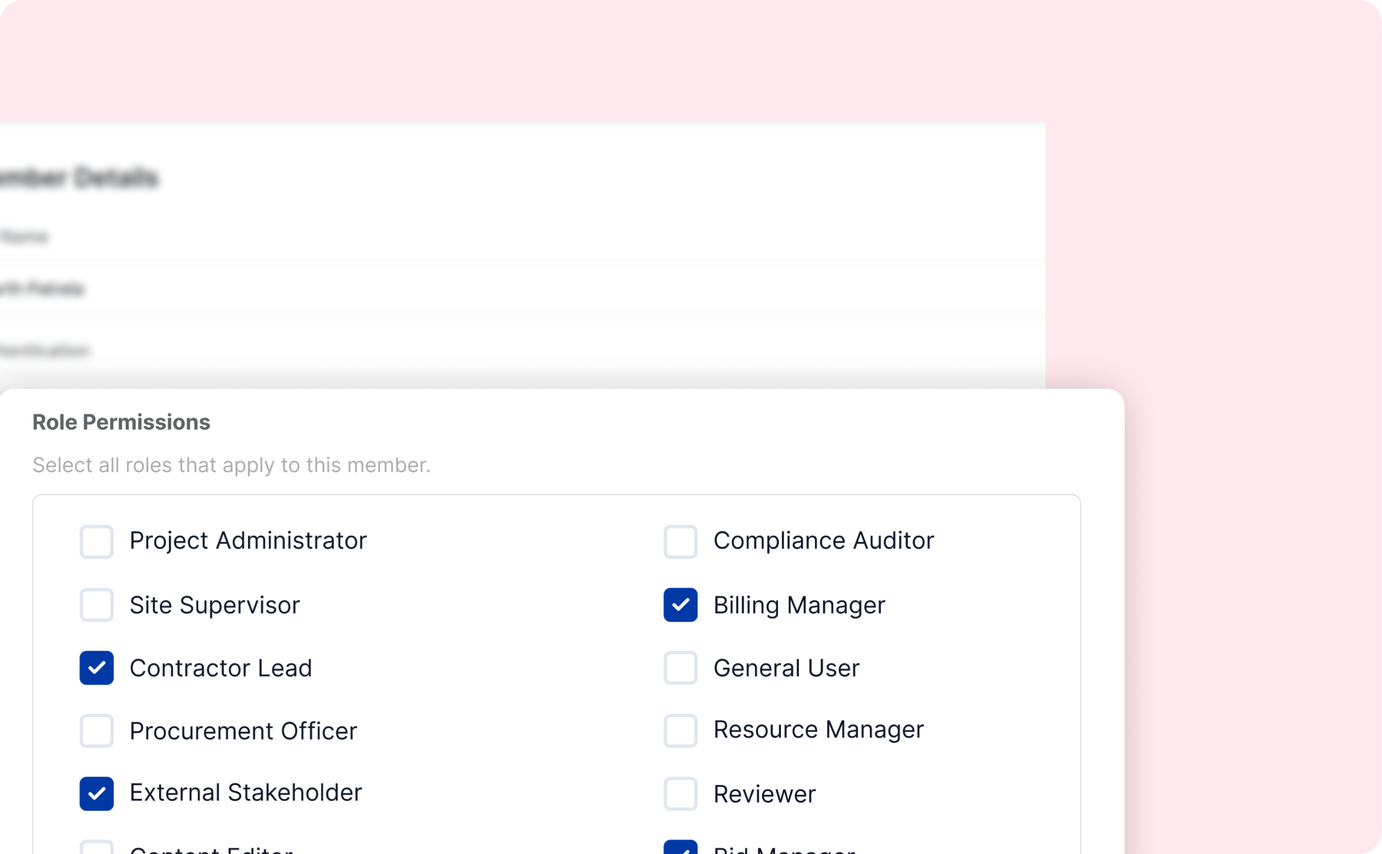 Role-Based Access – Role Permissions modal