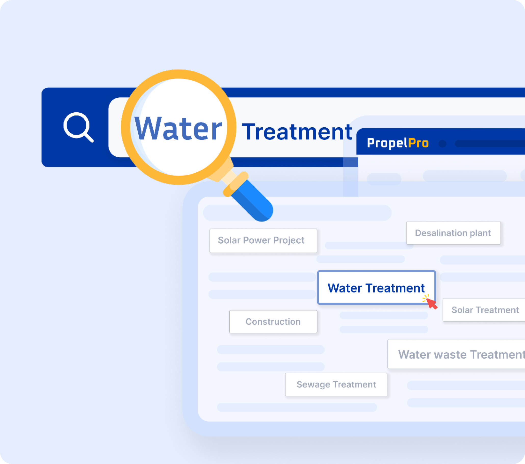 Tender search – keyword filtering and project screening interface